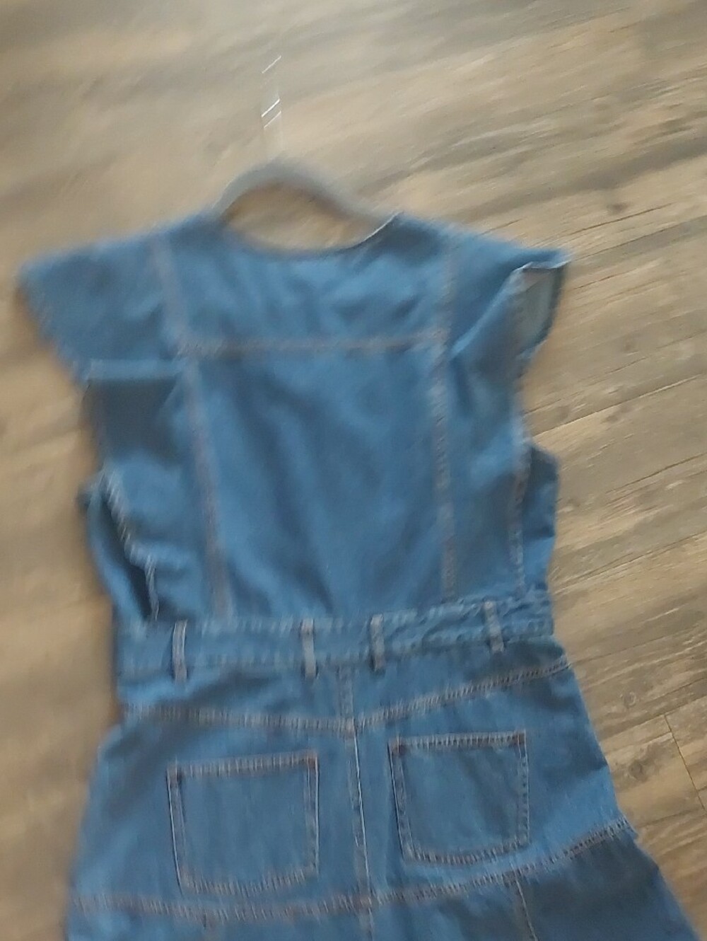 Denim A-Line Midi Dress in Blue - Picture 7 of 12
